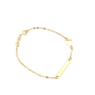 18CT BRACELET ID YELLOW WITH HEART MADE IN TALY