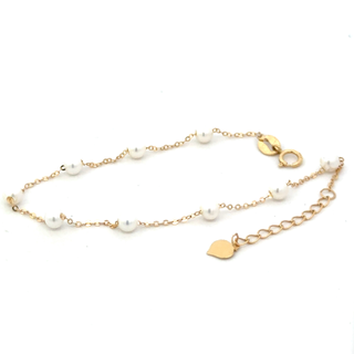 18CT PEARL BRACELET YELLOW GOLD BELCHA LINK 9 CULTURED PEARLS IMPORTED