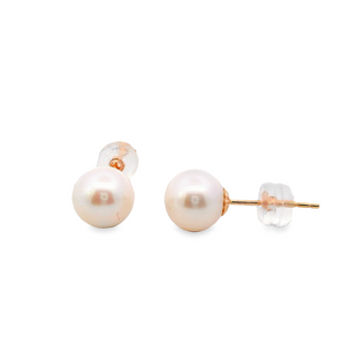 18CT PEARL YELLOW GOLD CULTURED WHITE STUD EARRINGS IMPORTED 4