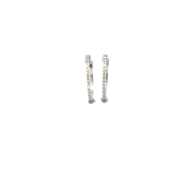 18CT EARRINGS HOOP WHITE GOLD CLAW SET WITH 30 NATURAL BRILLIANT CUT DIAMONDS 0.17CT VS F 