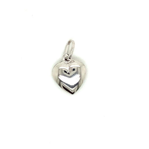 18CT HEART WHITE GOLD HOLLOW ITALIAN MADE