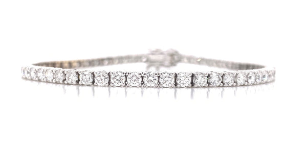 18CT WHITE GOLD TENNIS BRACELET CLAW SET BRILLIANT CUT DIAMONDS HAND CRAFTED