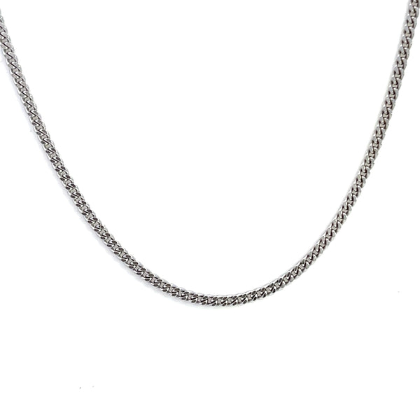9CT WHITE GOLD CURBY LINK CHAIN 50CM LONG ITALIAN MADE