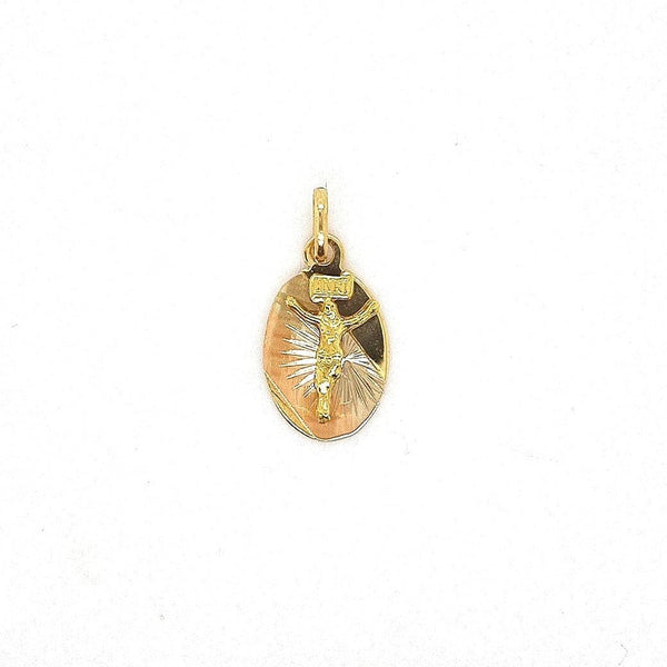 18ct Three tone Medal with Jesus