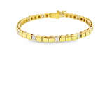 TENNIS BRACELET 18CT YELLOW AND WHITE GOLD BRILLIANT CUT DIAMONDS 