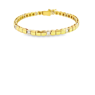 TENNIS BRACELET 18CT YELLOW AND WHITE GOLD BRILLIANT CUT DIAMONDS 