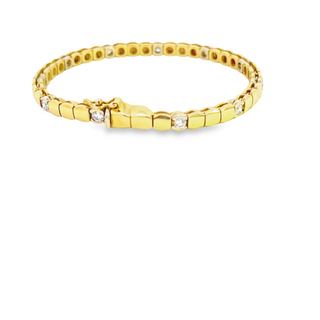 TENNIS BRACELET 18CT YELLOW AND WHITE GOLD BRILLIANT CUT DIAMONDS 