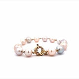 18CT YELLOW GOLD BRACELET WITH FRESH WATER PEARLS HAND CRAFTED