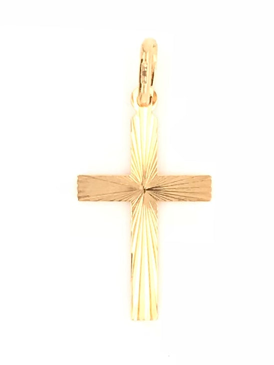 9ct Yellow Gold Diamond cut CROSS 