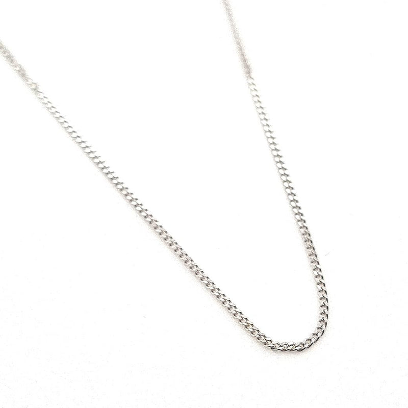 9ct White Gold Fine Curby Linked Chain 50cm