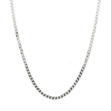 9CT WHITE GOLD FLAT CURBY LINK CHAIN 45CM LONG ITALIAN MADE