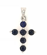 18ct White Gold Gem Stone Cross 