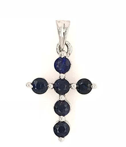 18ct White Gold Gem Stone Cross 
