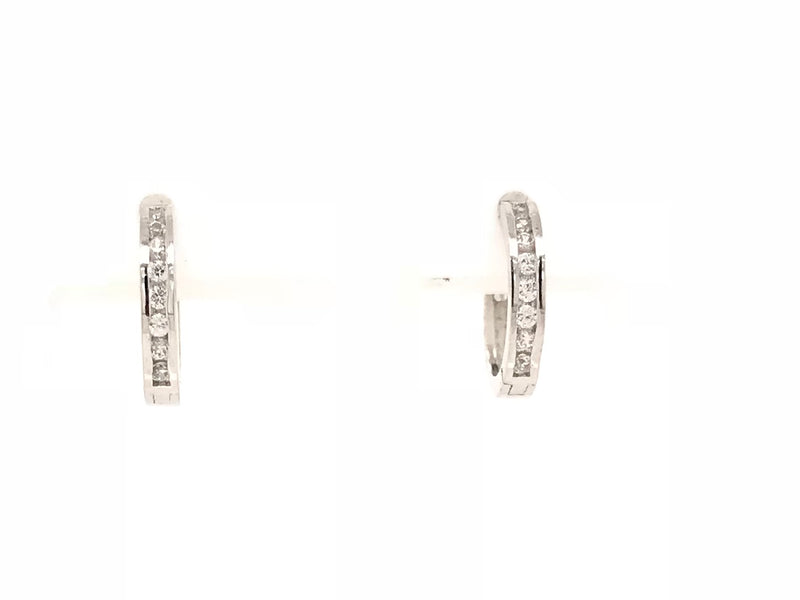 9ct White Gold Swarovski Huggie Earrings 