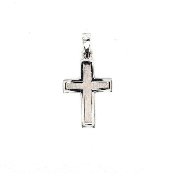 9ct white gold matte and polished hand made cross