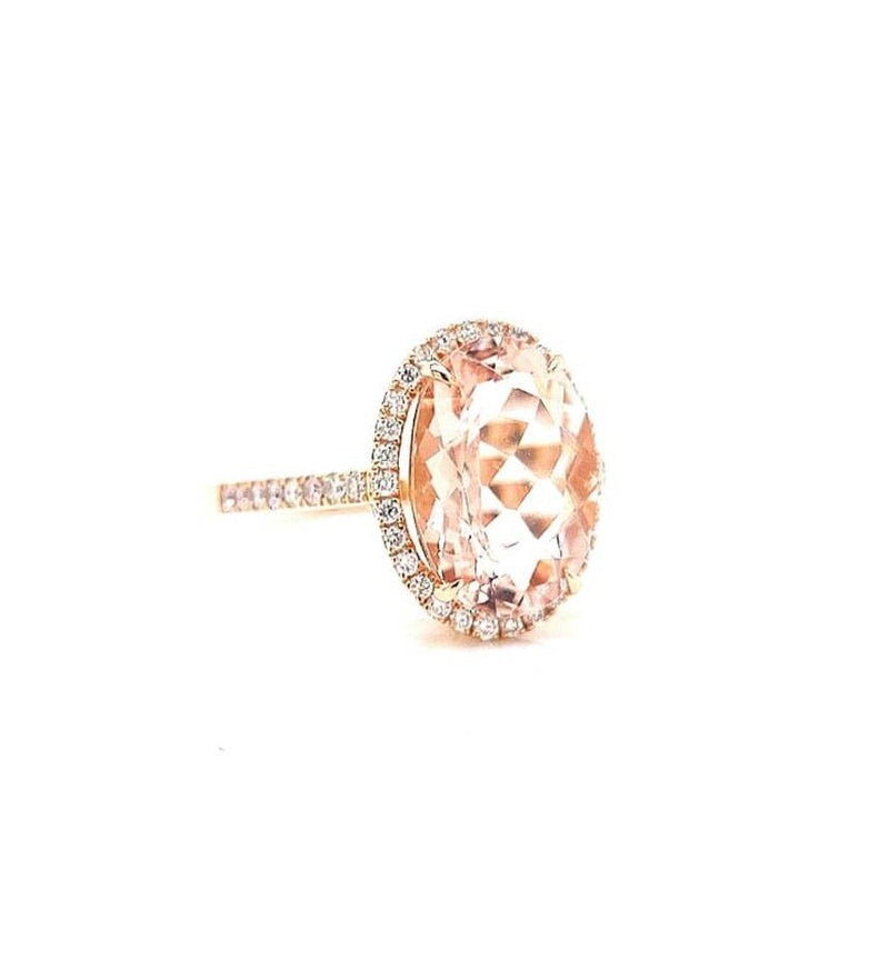 18ct Rose Gold Morganite & Diamond Ring