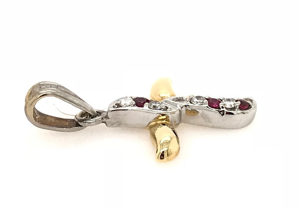 18ct Yellow and White Gem Stone Cross 