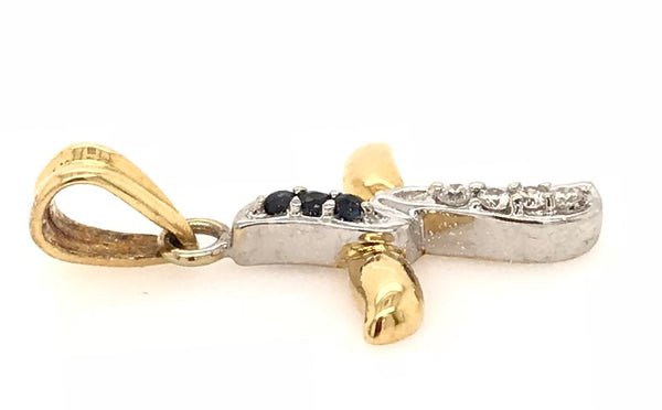 18ct Yellow and White Gold Gem Stone Cross 