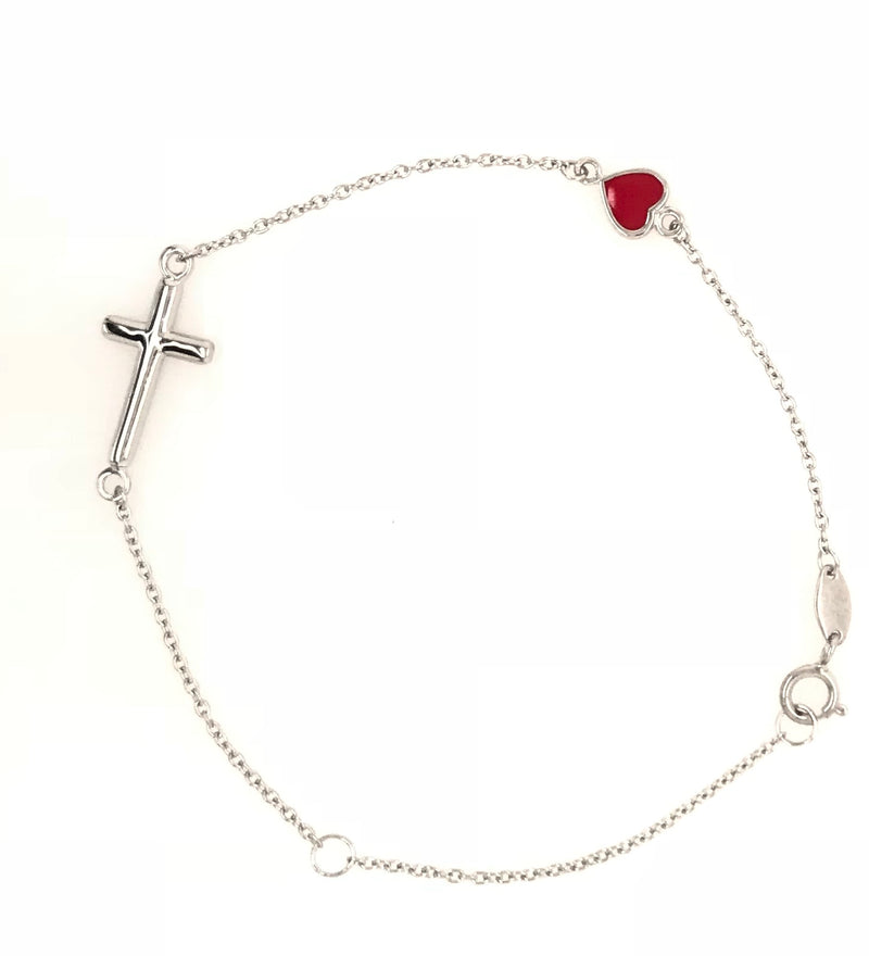 18ct White Gold Love/Faith Bracelet 