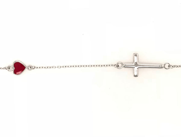 18ct White Gold Love/Faith Bracelet 