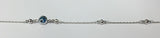 BRACELET 18CT WHITE GOLD TRACE CHAIN FEATURING EYE CHARM AND FACETED BALLS 18CM LONG WITH ADJUSTER AT 14CM MADE IN ITALY