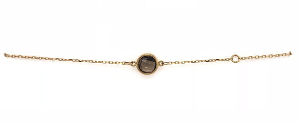 9CT YELLOW GOLD NATURAL ROUND SMOKY QUARTZ CHEQUERED TOP HAND CRAFTED BY CRICELLI