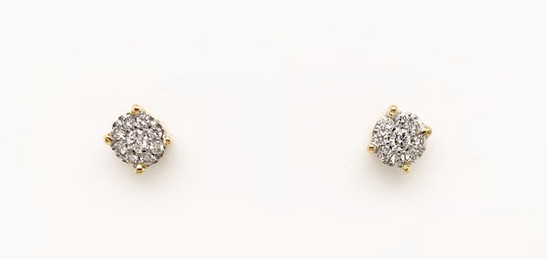 18ct Yellow and White Gold Diamond Stud Earrings 