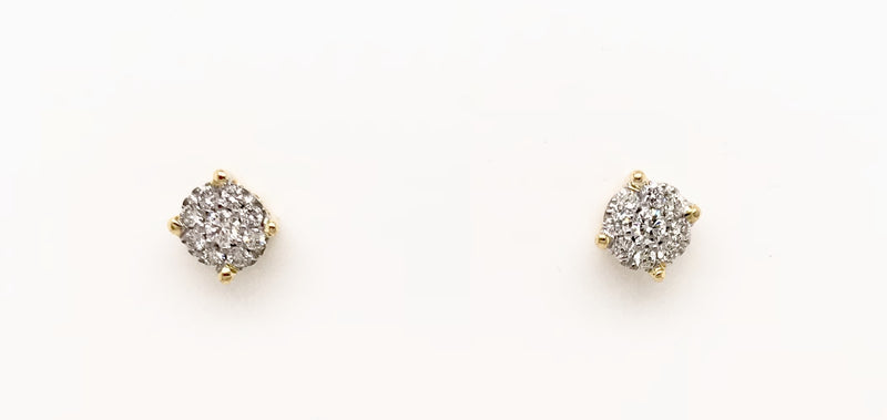 18ct Yellow and White Gold Diamond Stud Earrings 