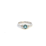 9CT WHITE GOLD DRESS RING BEZEL SET BRILLIANT CUT NATURAL BLUE TOPAZ HAND CRAFTED 