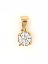 18CT YELLOW AND WHITE GOLD PENDANT PAVE DIAMOND SET HAND MADE