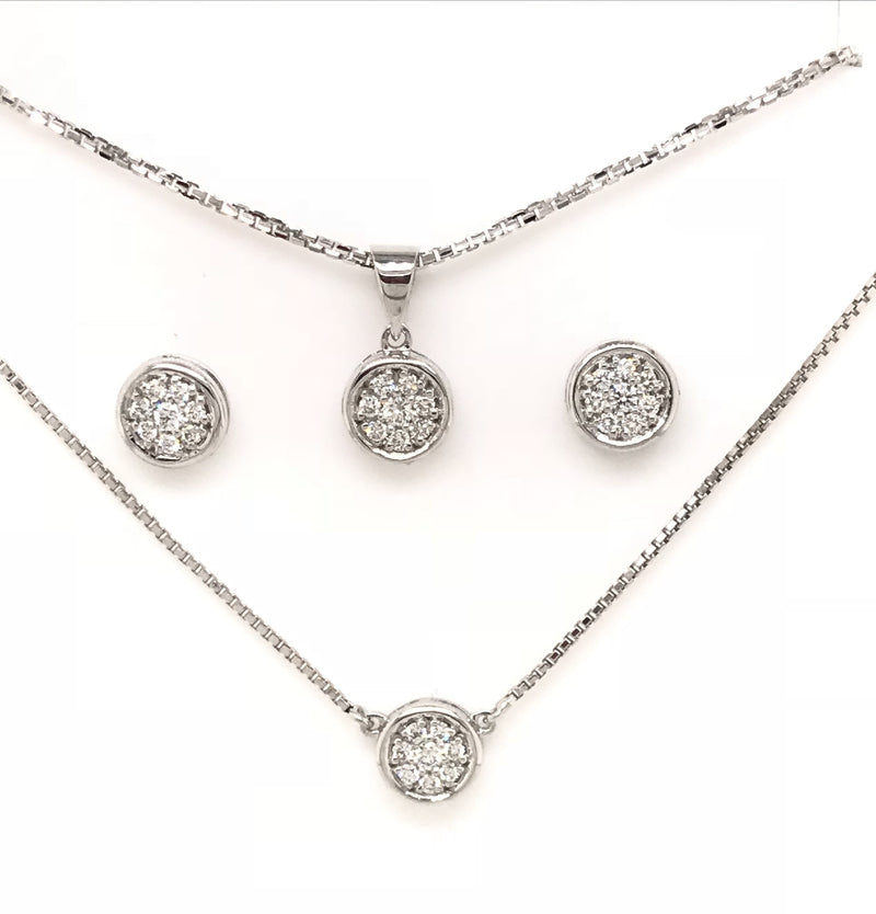 18CT WHITE GOLD ROUND TOP PAVÉ SET CHILD / ADULT RING BRILLIANT CUT DIAMONDS HAND CRAFTED