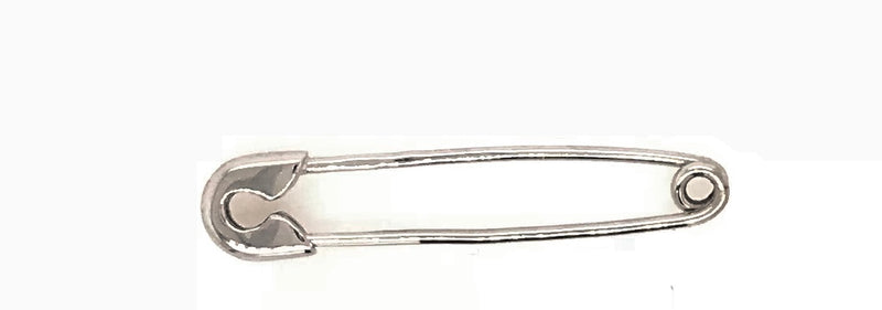 9CT WHITE GOLD SAFTY PIN BROACH 32MM HAND CRAFTED