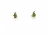 EARRINGS 9CT WHITE GOLD PERIDOT AND DIAMOND EARRING STUDS