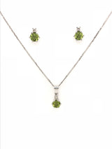 EARRINGS 9CT WHITE GOLD PERIDOT AND DIAMOND EARRING STUDS