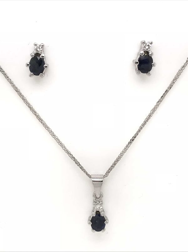 9ct white Gold Gem Stone Pendant 