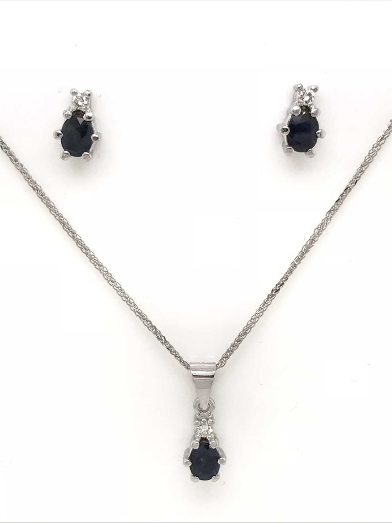 9ct white Gold Gem Stone Pendant 