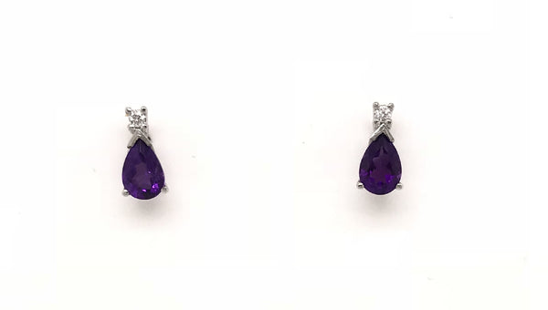 9ct White Gold Gem Stone Stud Earrings  4