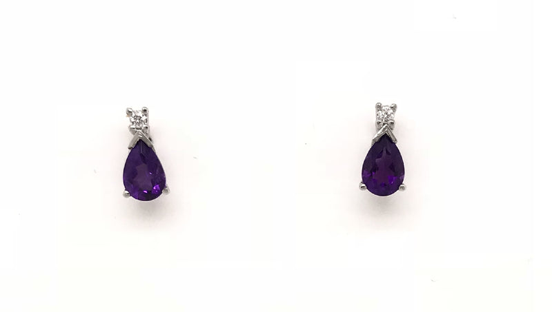 9ct White Gold Gem Stone Stud Earrings  4