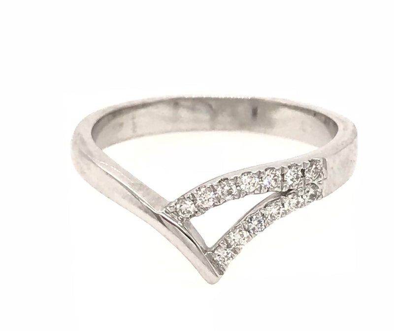 9CT WHITE GOLD SIDE SPLIT DRESS RING CLAW SET BRILLIANT CUT DIAMONDS HAND CRAFTED
