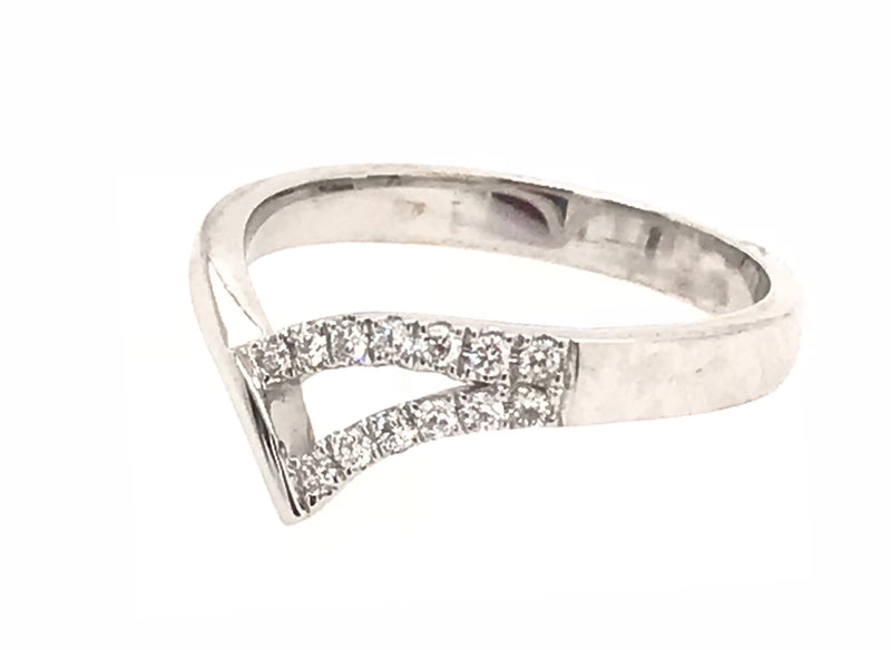 9CT WHITE GOLD SIDE SPLIT DRESS RING CLAW SET BRILLIANT CUT DIAMONDS HAND CRAFTED