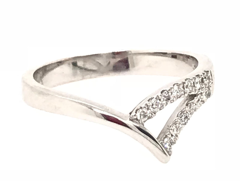 9CT WHITE GOLD SIDE SPLIT DRESS RING CLAW SET BRILLIANT CUT DIAMONDS HAND CRAFTED