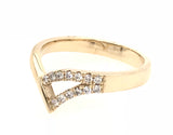 9CT YELLOW GOLD SIDE SPLIT DRESS RING CLAW SET BRILLIANT CUT DIAMONDS HAND CRAFTED