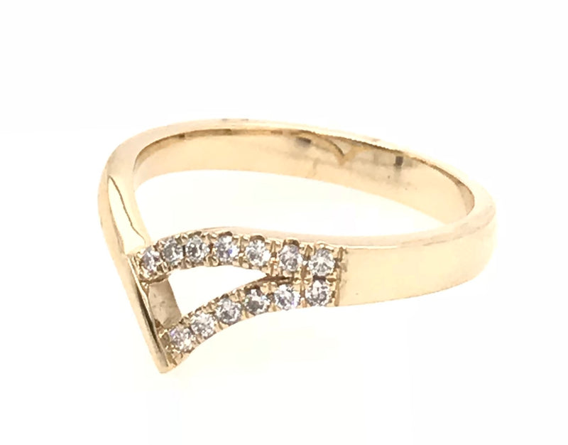 9CT YELLOW GOLD SIDE SPLIT DRESS RING CLAW SET BRILLIANT CUT DIAMONDS HAND CRAFTED