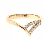 9CT YELLOW GOLD SIDE SPLIT DRESS RING CLAW SET BRILLIANT CUT DIAMONDS HAND CRAFTED