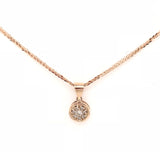 9CT ROSE GOLD PENDANT ROUND DISK SHAPE PAVE'SET BRILLIANT CUT DIAMONDS HAND CRAFTED