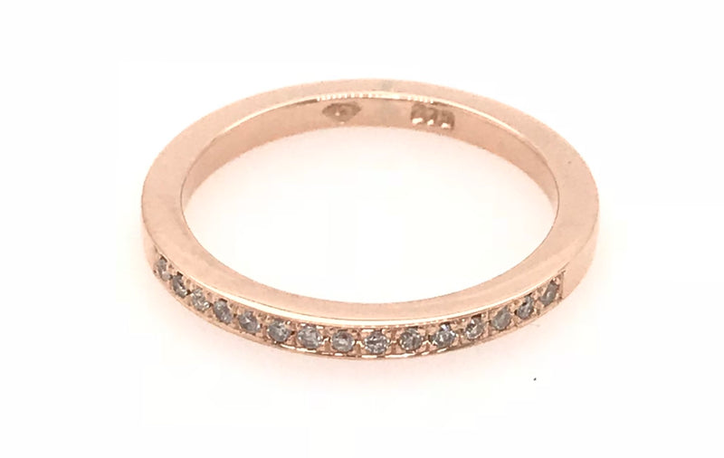 9CT ROSE GOLD WEDDING BAND / RING PAVE'SET BRILLIANT CUT DIAMONDS HAND CRAFTED
