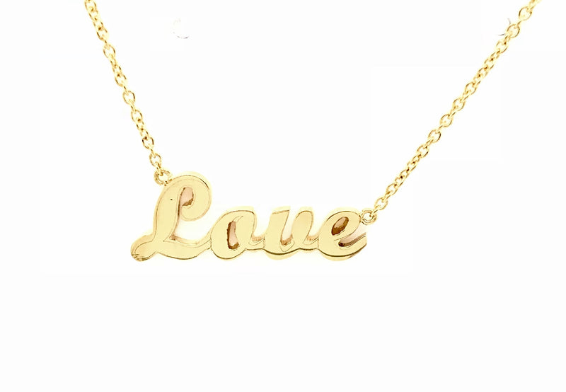 NECKLACE 18CT YELLOW GOLD LOVE NAME NECKLACE HAND CRAFTED