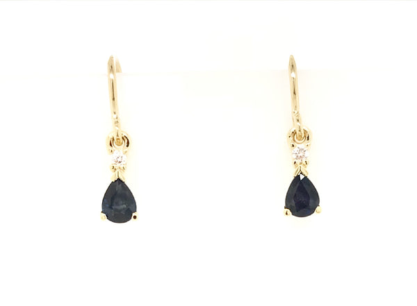 9CT YELLOW GOLD GEM STONE SHEPHERD HOOK EARRINGS HAND CRAFTED
