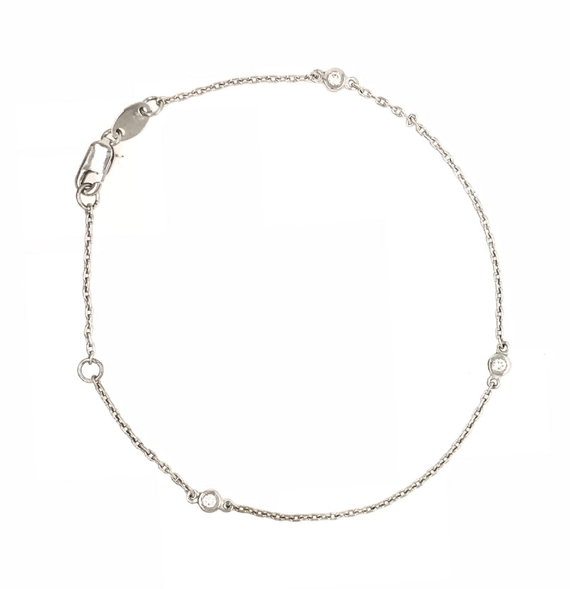 18CT BRACELET DIAMONDS WHITE GLD BEZEL SET HAND CRAFTED