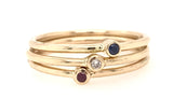 9CT YELLOW GOLD BIRTHSTONE GYPSY SET RING NATURAL BRILLIANT CUT RUBY STACKABLE  CHILD TO ADULT HAND CRAFTED 